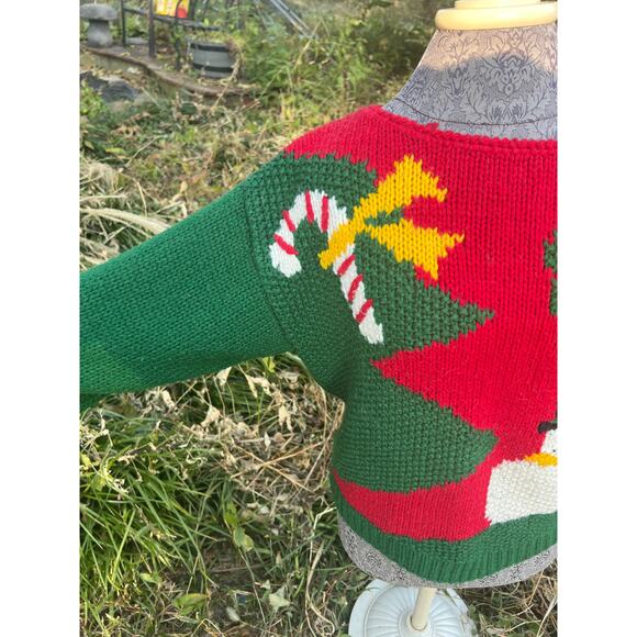 Vintage Karl and Taylor hand knit wool Christmas sweater with snowman size sm - Picture 4 of 6